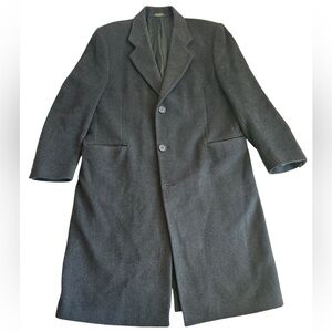 diSilver Cashmere Blend Overcoat Men’s 3-Button Black Wool Italy‎ Woven